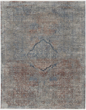 HomeRoots 5' Floral Area Rug in Blue, Red, and Gray – Durable, Stain-Resistant Design for Any Room Decor 7' X 10' 514484