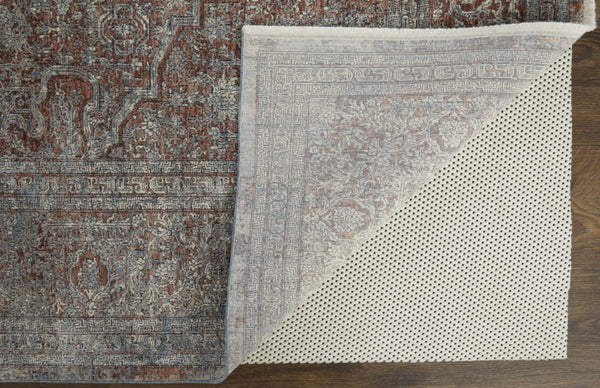 HomeRoots 5' Floral Area Rug in Blue, Red, and Gray – Durable, Stain-Resistant Design for Any Room Decor 7' X 10' 514484