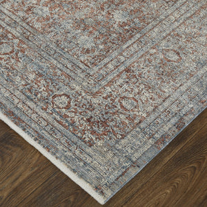 HomeRoots 5' Floral Area Rug in Blue, Red, and Gray – Durable, Stain-Resistant Design for Any Room Decor 8' X 10' 514485