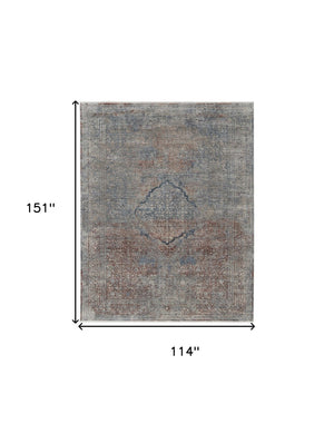 HomeRoots 5' Floral Area Rug in Blue, Red, and Gray – Durable, Stain-Resistant Design for Any Room Decor 10' X 13' 514486