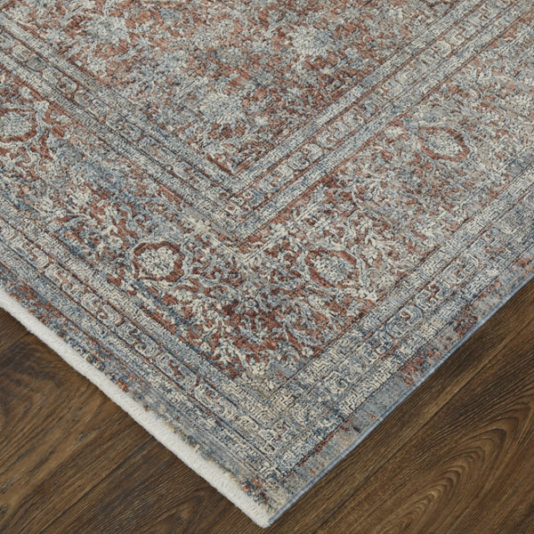 HomeRoots 5' Floral Area Rug in Blue, Red, and Gray – Durable, Stain-Resistant Design for Any Room Decor 10' X 13' 514486