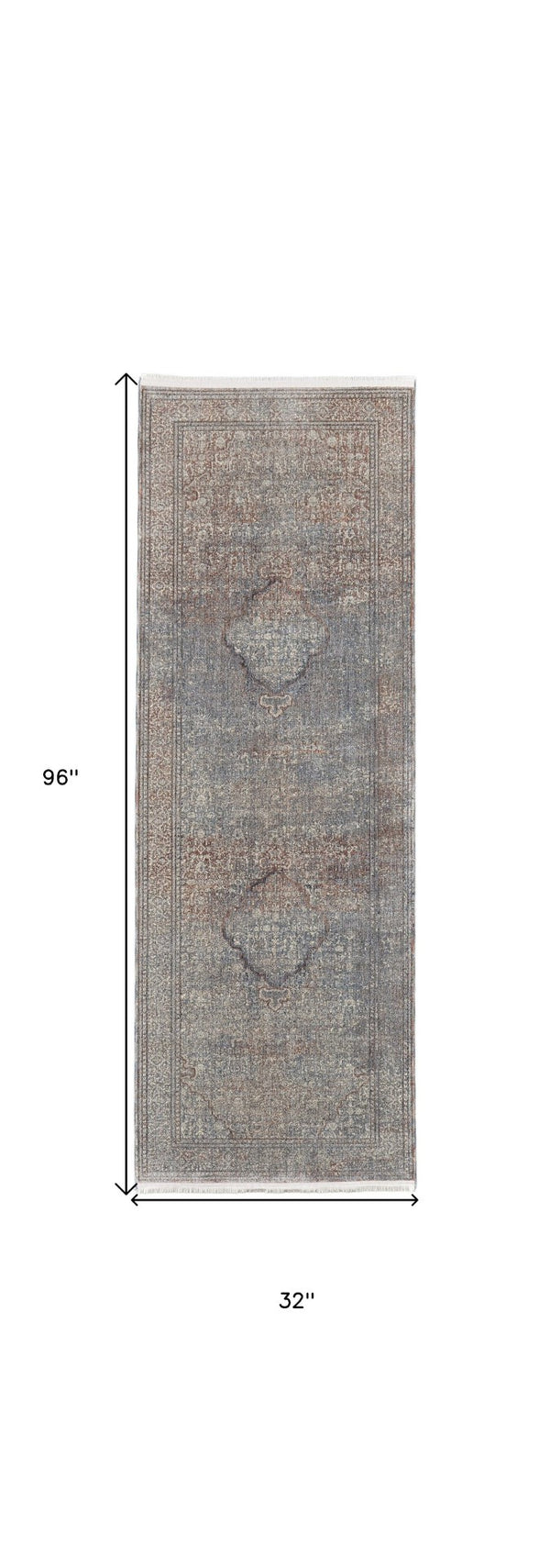 HomeRoots 5' Floral Area Rug in Blue, Red, and Gray – Durable, Stain-Resistant Design for Any Room Decor 8' Runner 514487