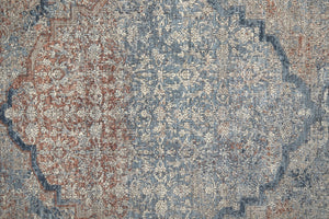 HomeRoots 5' Floral Area Rug in Blue, Red, and Gray – Durable, Stain-Resistant Design for Any Room Decor 12' Runner 514489