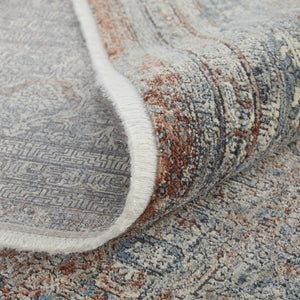 HomeRoots 5' Floral Area Rug in Blue, Red, and Gray – Durable, Stain-Resistant Design for Any Room Decor 12' Runner 514489