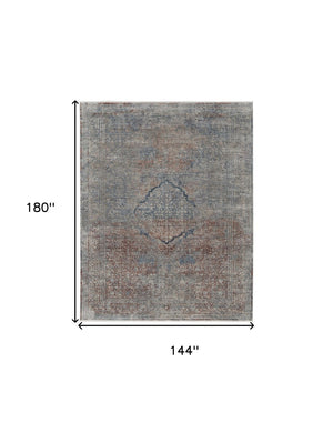 HomeRoots 5' Floral Area Rug in Blue, Red, and Gray – Durable, Stain-Resistant Design for Any Room Decor 12' X 15' 514490