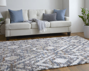 HomeRoots 4' Ivory Gray and Taupe Geometric Area Rug - Stain-Resistant, Durable, Modern Style for Any Room 4' X 6' 514492