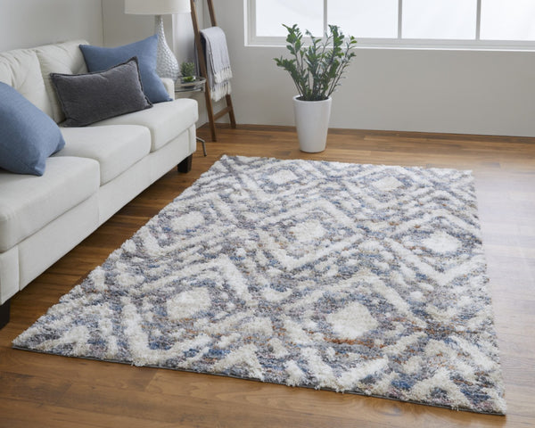 HomeRoots 4' Ivory Gray and Taupe Geometric Area Rug - Stain-Resistant, Durable, Modern Style for Any Room 5' X 8' 514493