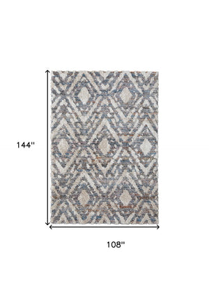 HomeRoots 4' Ivory Gray and Taupe Geometric Area Rug - Stain-Resistant, Durable, Modern Style for Any Room 9' X 12' 514494