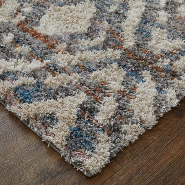 HomeRoots 4' Ivory Gray and Taupe Geometric Area Rug - Stain-Resistant, Durable, Modern Style for Any Room 8' X 10' 514495