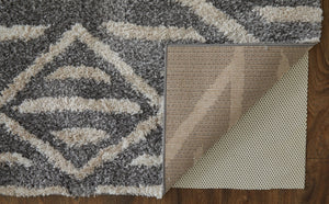 HomeRoots 4' Gray and Ivory Geometric Area Rug - Stain Resistant, Modern Design for Contemporary Spaces 8' X 10' 514502