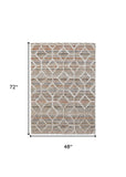 Homeroots 4' X 6' Tan Taupe And Ivory Geometric Power Loom Stain Resistant Area Rug Tan,Taupe,Ivory Polyester 514506