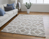 Homeroots 4' X 6' Tan Taupe And Ivory Geometric Power Loom Stain Resistant Area Rug Tan,Taupe,Ivory Polyester 514506