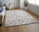 Homeroots 4' X 6' Tan Taupe And Ivory Geometric Power Loom Stain Resistant Area Rug Tan,Taupe,Ivory Polyester 514506