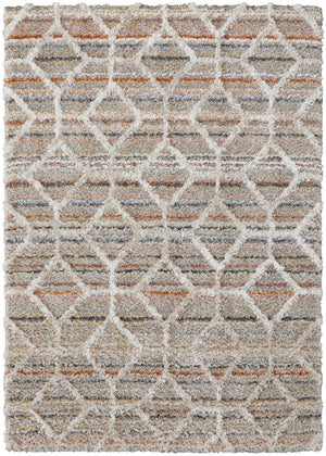 Homeroots 5' X 8' Tan Taupe And Ivory Geometric Power Loom Stain Resistant Area Rug Tan,Taupe,Ivory Polyester 514507