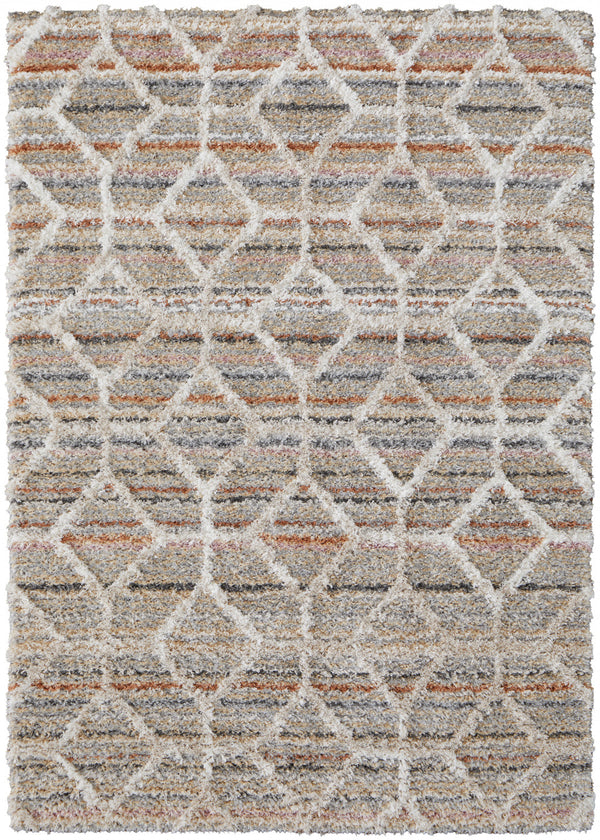 Homeroots 10' X 14' Tan Taupe And Ivory Geometric Power Loom Stain Resistant Area Rug Tan,Taupe,Ivory Polyester 514510