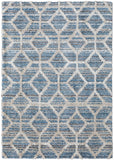 Homeroots 5' X 8' Blue And Ivory Geometric Power Loom Stain Resistant Area Rug Blue,Ivory Polyester 514514