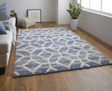 Homeroots 5' X 8' Blue And Ivory Geometric Power Loom Stain Resistant Area Rug Blue,Ivory Polyester 514514