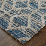 Homeroots 5' X 8' Blue And Ivory Geometric Power Loom Stain Resistant Area Rug Blue,Ivory Polyester 514514