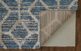 Homeroots 5' X 8' Blue And Ivory Geometric Power Loom Stain Resistant Area Rug Blue,Ivory Polyester 514514