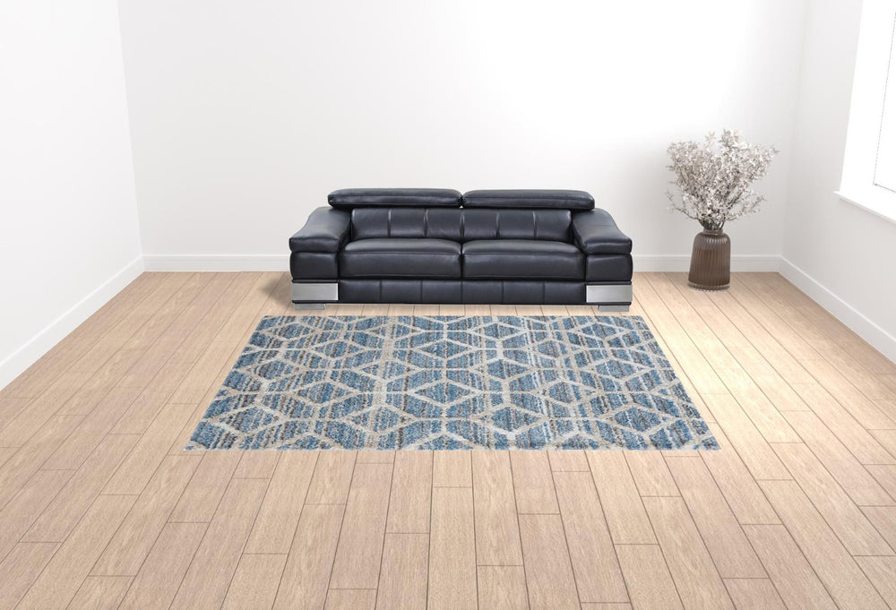 HomeRoots 4' Geometric Tan Taupe and Ivory Area Rug – Stain Resistant, Modern Design for Any Space 9' X 12' 514515