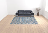 Homeroots 9' X 12' Blue And Ivory Geometric Power Loom Stain Resistant Area Rug Blue,Ivory Polyester 514515