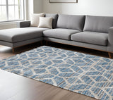 Homeroots 8' X 10' Blue And Ivory Geometric Power Loom Area Rug Blue,Ivory Polyester 514516