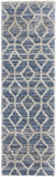 Homeroots 8' Blue And Ivory Geometric Power Loom Stain Resistant Runner Rug Blue,Ivory Polyester 514518