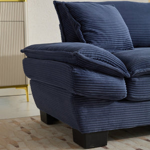 English Elm Corduroy Stylish Sleeper Sofa Loveseat with Dual-Layer Cushions & Two Support Pillows, Sturdy Frame Blue W676P184142