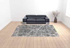 HomeRoots 4' Modern Gray and Ivory Abstract Area Rug – Stain Resistant, Durable, Perfect for High-Traffic Spaces 10' X 14' 514524