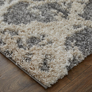 HomeRoots 4' Modern Gray and Ivory Abstract Area Rug – Stain Resistant, Durable, Perfect for High-Traffic Spaces 10' X 14' 514524