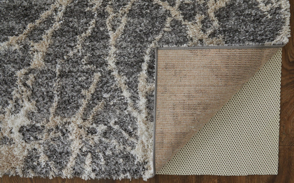 HomeRoots 4' Modern Gray and Ivory Abstract Area Rug – Stain Resistant, Durable, Perfect for High-Traffic Spaces 10' X 14' 514524