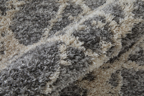 HomeRoots 4' Modern Gray and Ivory Abstract Area Rug – Stain Resistant, Durable, Perfect for High-Traffic Spaces 10' X 14' 514524