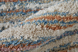 Homeroots 8' Ivory Blue And Orange Striped Power Loom Stain Resistant Runner Rug  Polyester 514532