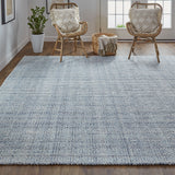 Homeroots 5' X 8' Gray Ivory And Blue Hand Woven Area Rug Gray,Ivory,Blue Polyester 514548