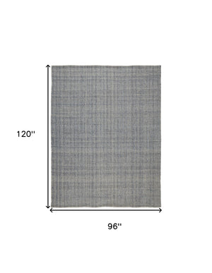 Homeroots 8' X 10' Gray Ivory And Blue Hand Woven Area Rug Gray,Ivory,Blue Polyester 514549