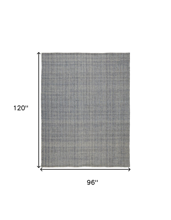 Homeroots 8' X 10' Gray Ivory And Blue Hand Woven Area Rug Gray,Ivory,Blue Polyester 514549