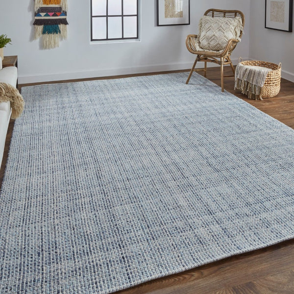 HomeRoots 5' Hand-Woven Area Rug in Gray, Ivory & Blue - Timeless Artistry for Elegant Living Spaces 8' X 10' 514549