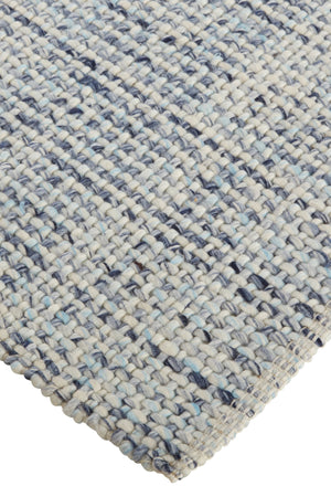 Homeroots 9' X 12' Tan And Blue Hand Woven Area Rug Gray,Ivory,Blue Polyester 514550