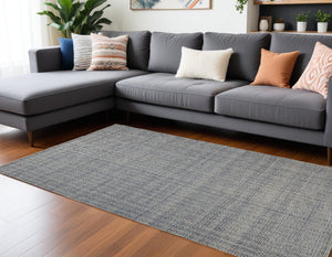 Homeroots 10' X 14' Tan And Blue Hand Woven Area Rug Gray,Ivory,Blue Polyester 514551