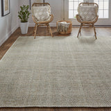 Homeroots 8' X 10' Green And Tan Hand Woven Area Rug Green,Tan Polyester 514561