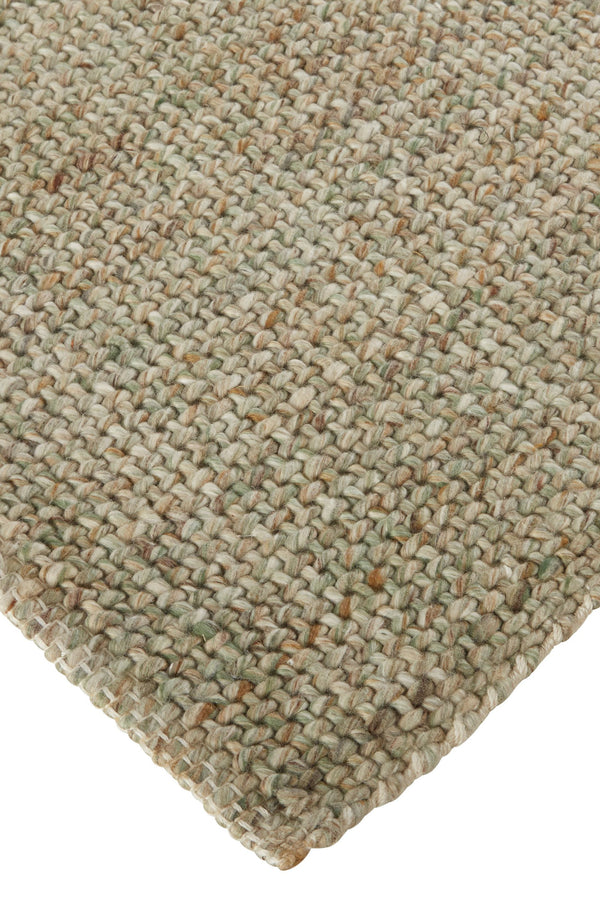 Homeroots 9' X 12' Green Hand Woven Area Rug Green,Tan Polyester 514562