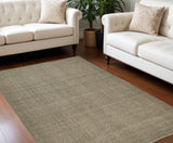 Homeroots 9' X 12' Green Hand Woven Area Rug Green,Tan Polyester 514562