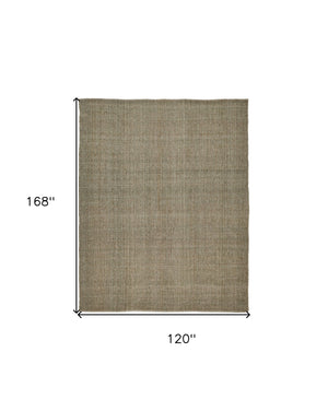 Homeroots 10' X 14' Green Hand Woven Area Rug Green,Tan Polyester 514563