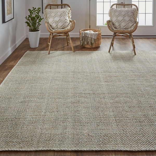 HomeRoots 5' Hand-Woven Area Rug in Gray, Ivory & Blue - Timeless Artistry for Elegant Living Spaces 12' x 15' 514564