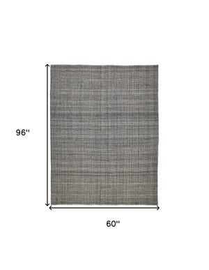 Homeroots 5' X 8' Gray And Ivory Hand Woven Area Rug Gray,Ivory Polyester 514566