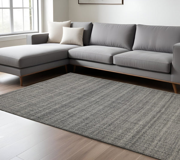 HomeRoots 5' Hand-Woven Area Rug in Gray, Ivory & Blue - Timeless Artistry for Elegant Living Spaces 8' X 10' 514567