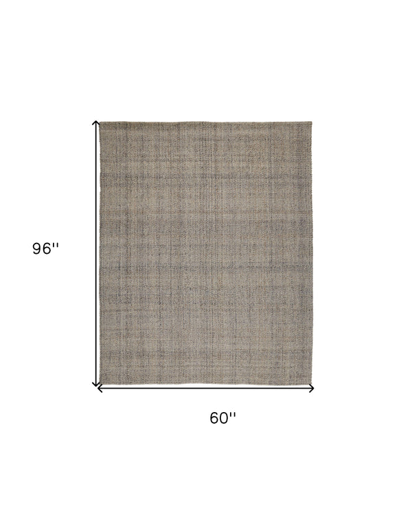 Homeroots 5' X 8' Ivory Tan And Gray Hand Woven Area Rug Ivory,Tan,Gray Polyester 514572