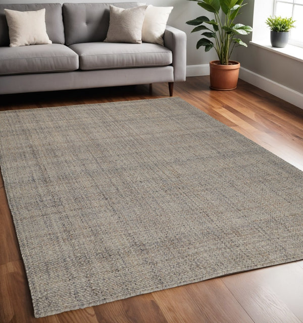 HomeRoots 5' Hand-Woven Area Rug in Gray, Ivory & Blue - Timeless Artistry for Elegant Living Spaces 5' X 8' 514572