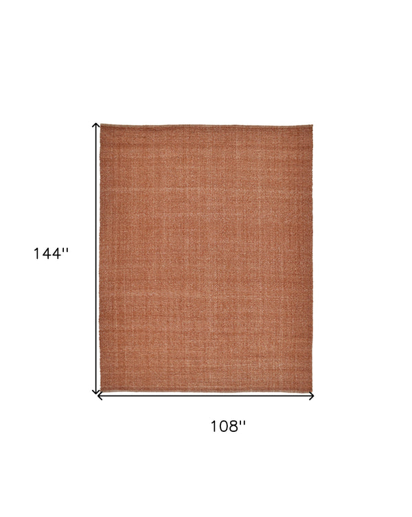 Homeroots 9' X 12' Orange Hand Woven Area Rug Orange Polyester 514586