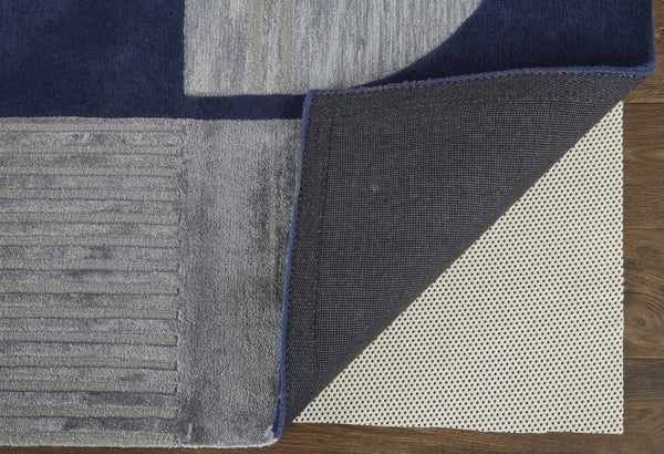HomeRoots 4' Blue and Silver Geometric Wool Area Rug - Hand-Tufted, Modern Design for Cozy Living Spaces 5' X 8' 514591